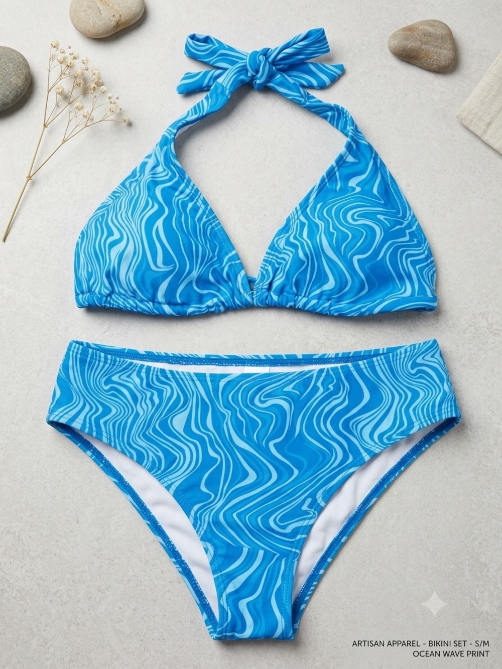 Blue Wave Halter Bikini Set